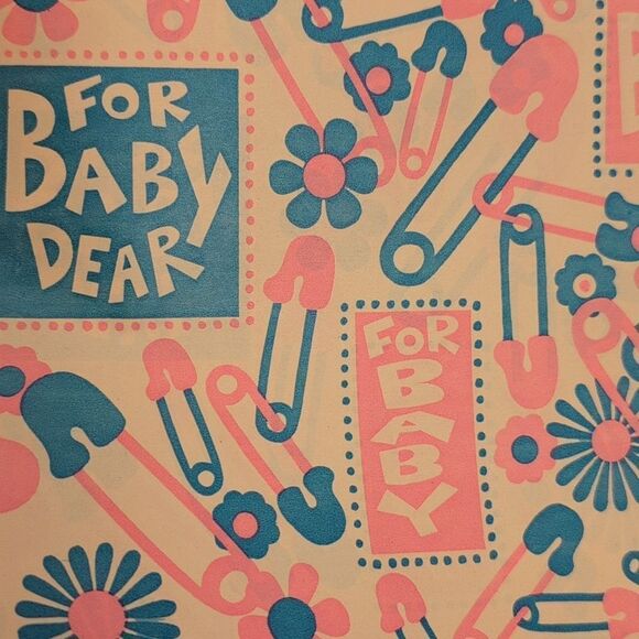 MCM Vintage 50s 60s 70s new baby shower wrapping paper lot - Picture 14 of 16